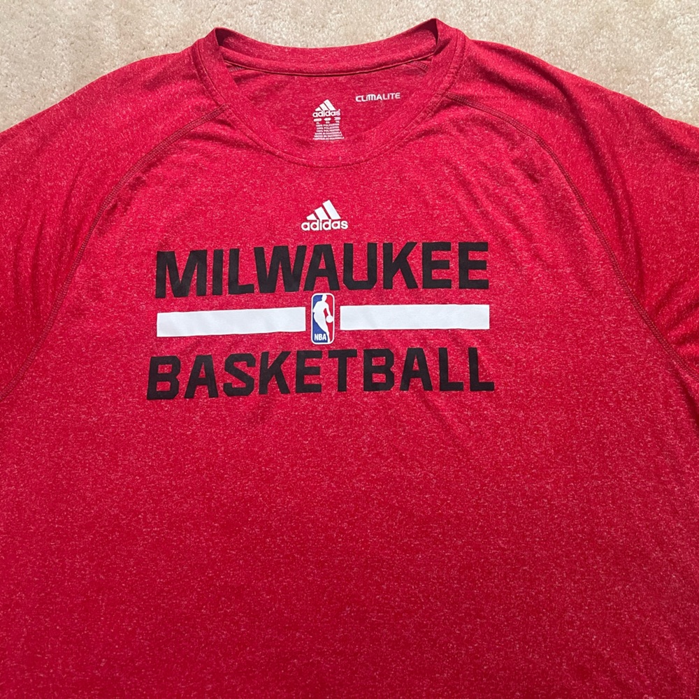 Adidas climalite Milwaukee Bucks On-Court Team shirt NBA basketball jersey top